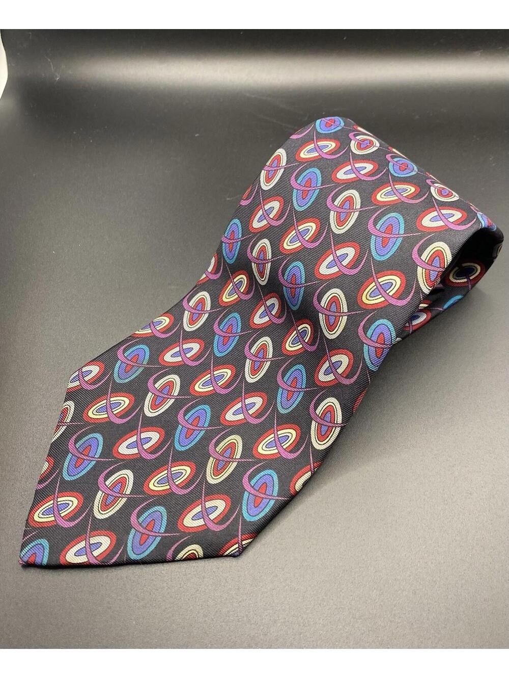 Dior Men's 100% Silk Tie Abstract Design Multi Color Made In USA